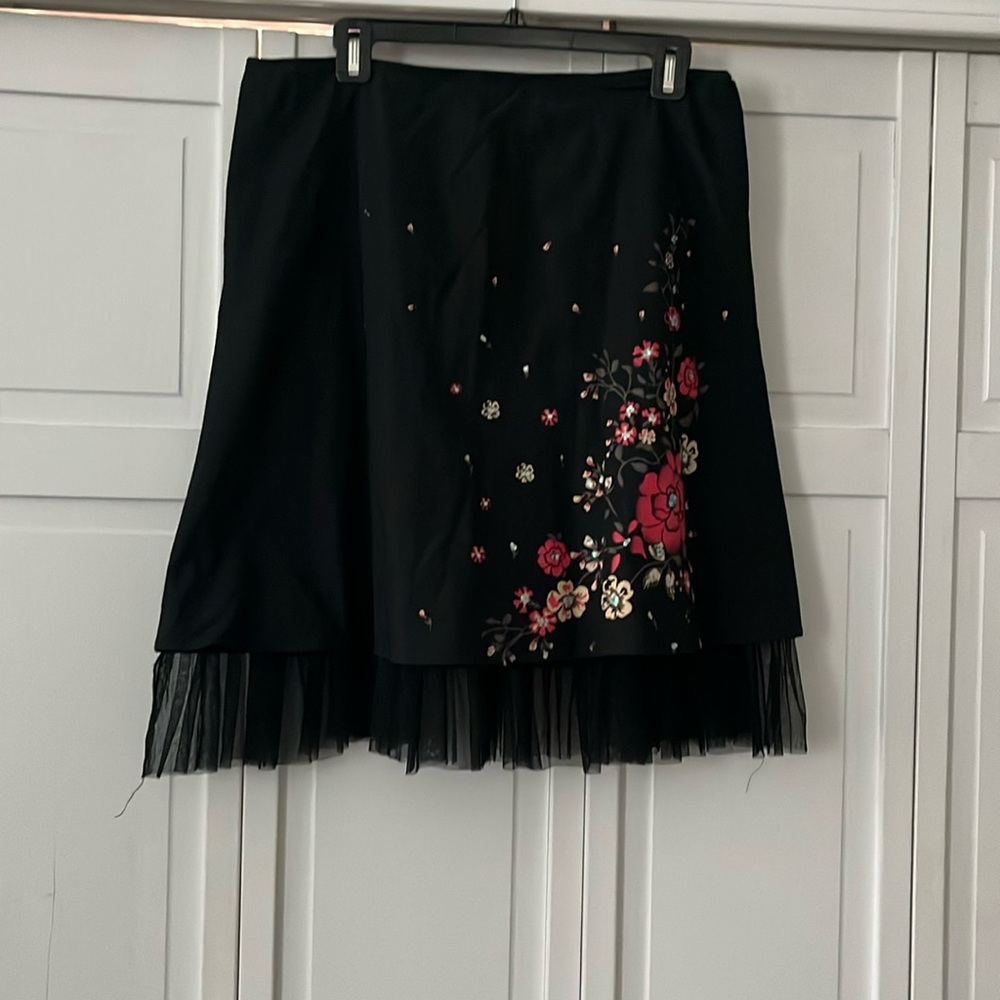 Black Skirt with floral embellishments